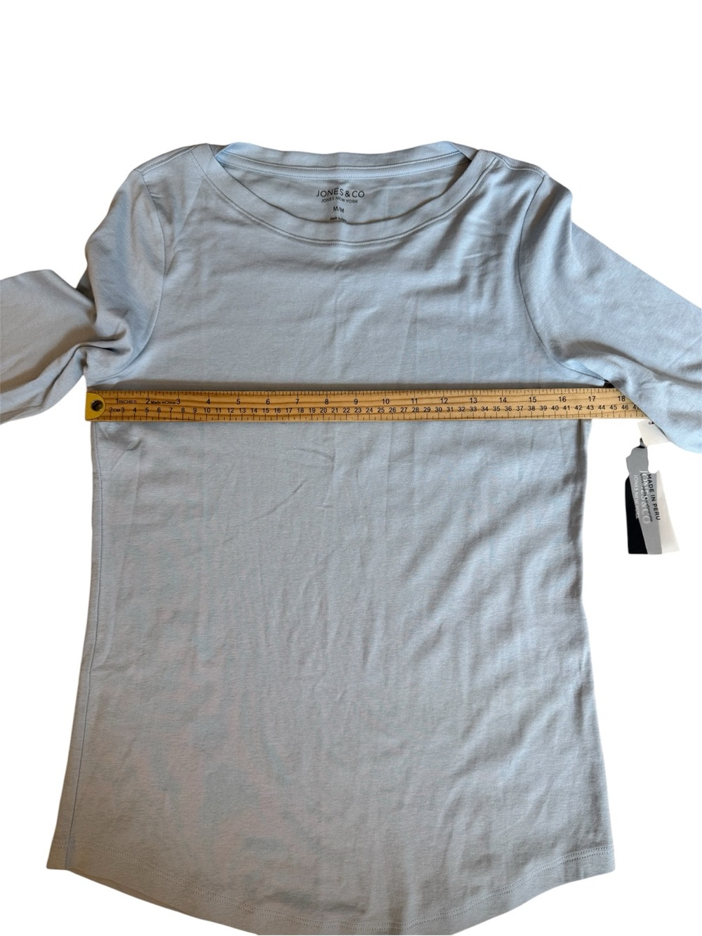 ✨NWT Jones New York Light Blue Boatneck 3/4 Sleeve Top, Size M - Picture 4 of 5